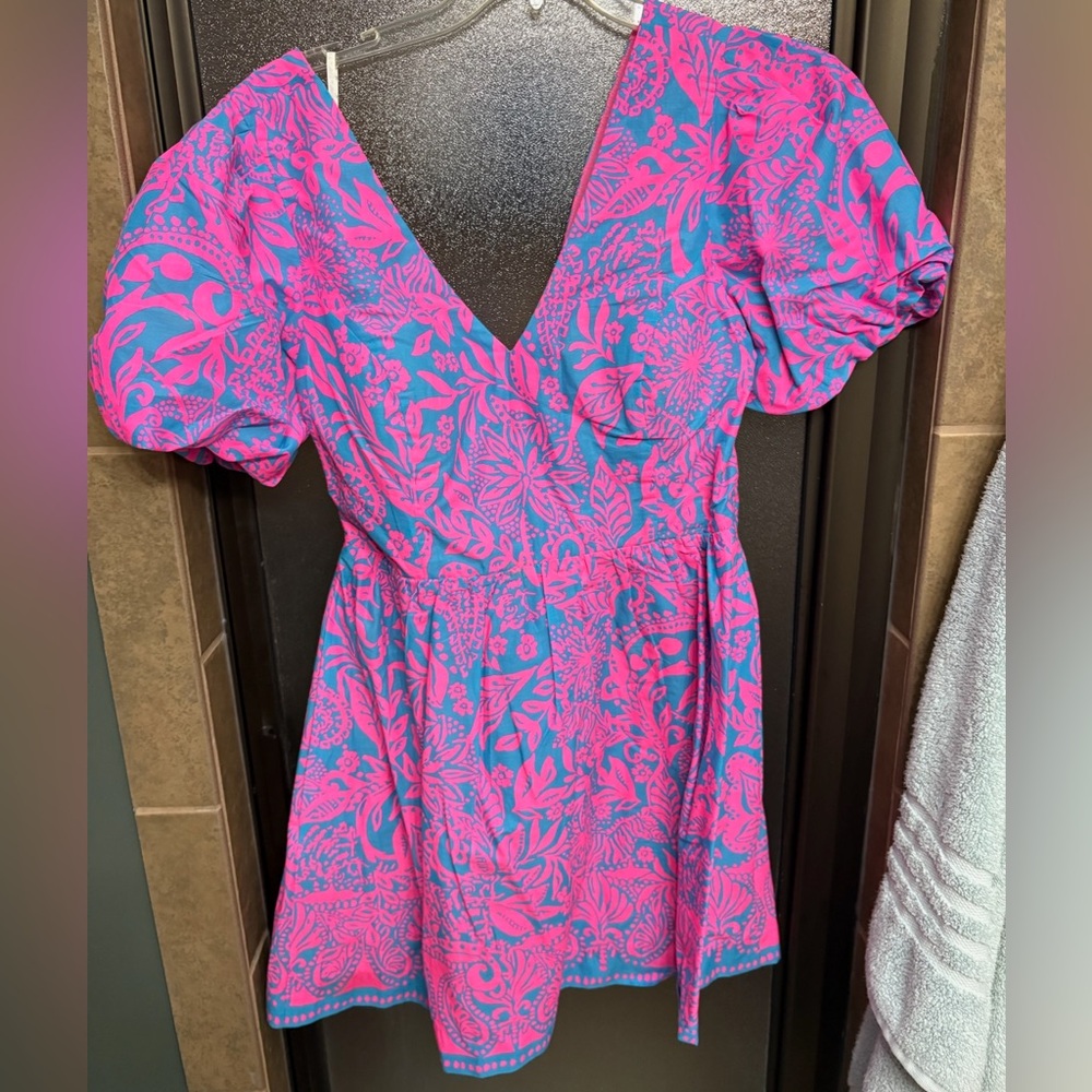Lilly Pulitzer Vibrant Pink and Blue Backless Dress
